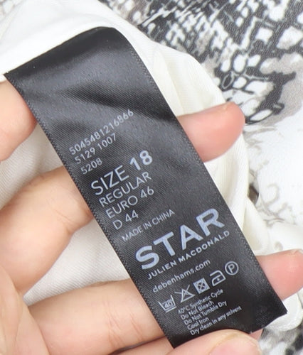 Star by Julien Macdonald Women’s Grey Snake Print Bodycon Dress Size 18