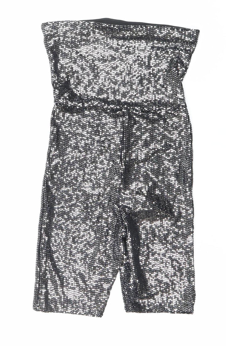 New Look Womens Black Sequin Strapless Slim Fit Playsuit Size 6