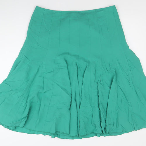 Marks and Spencer Per Una Women Green Viscose Flare Midi Skirt Size 14