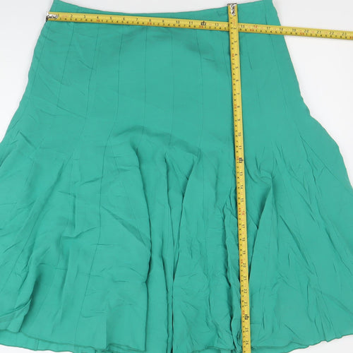 Marks and Spencer Per Una Women Green Viscose Flare Midi Skirt Size 14