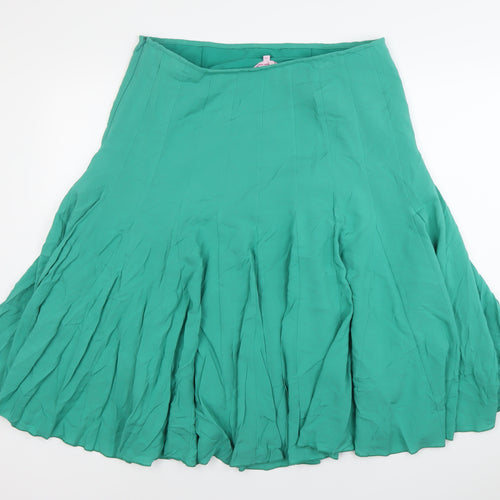 Marks and Spencer Per Una Women Green Viscose Flare Midi Skirt Size 14