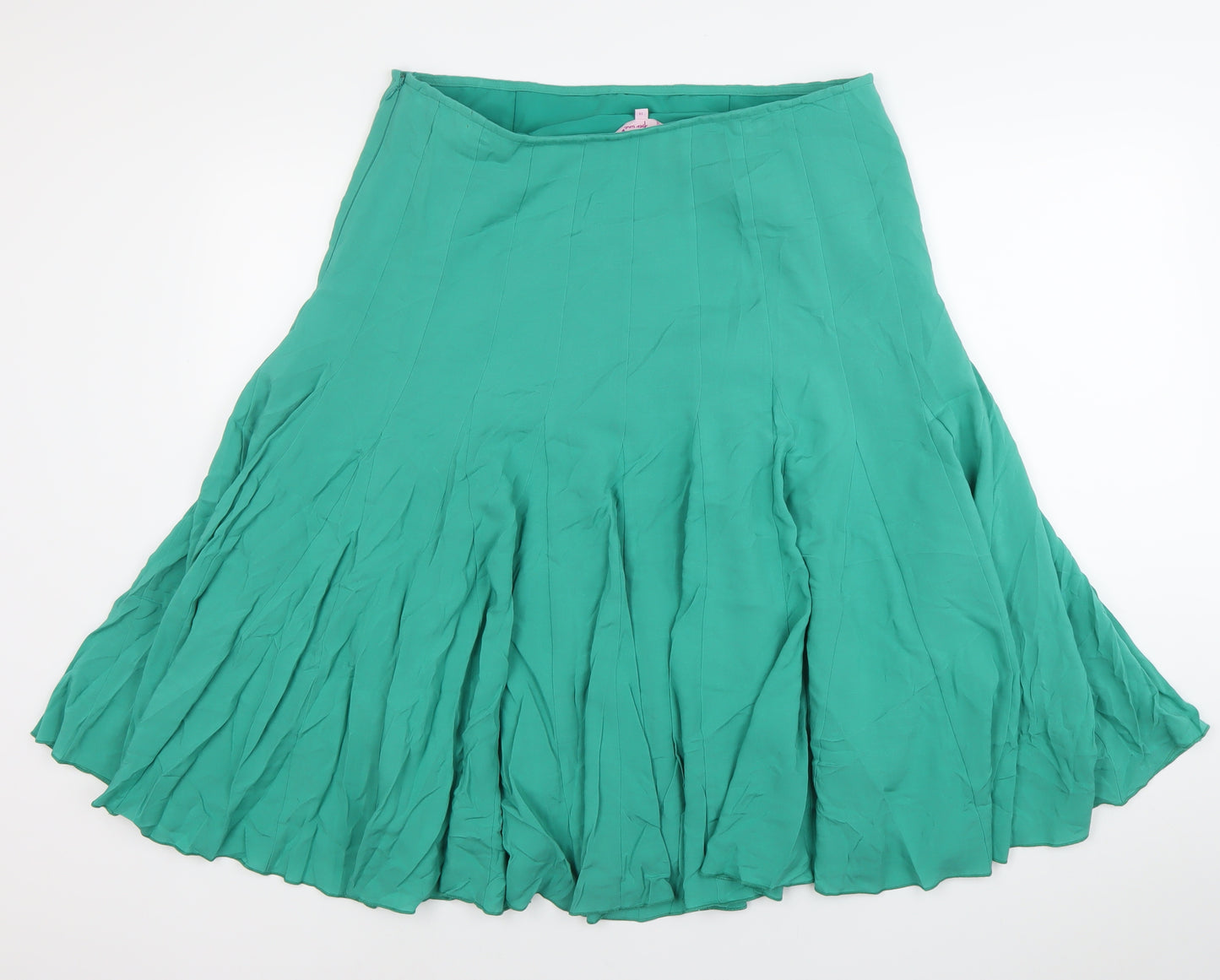 Marks and Spencer Per Una Women Green Viscose Flare Midi Skirt Size 14
