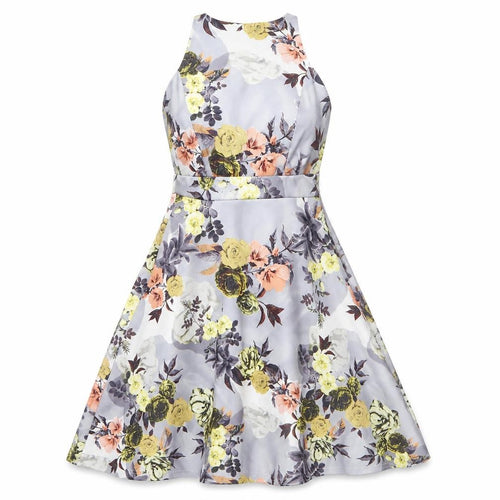 Boohoo Women’s Multicoloured Floral Skater Dress Size 10 Halter Neck