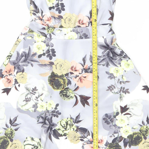 Boohoo Women’s Multicoloured Floral Skater Dress Size 10 Halter Neck
