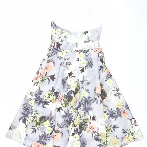 Boohoo Women’s Multicoloured Floral Skater Dress Size 10 Halter Neck