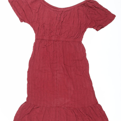 Next Women’s Red A-Line Short Sleeve Scoop Neck Dress Size 8