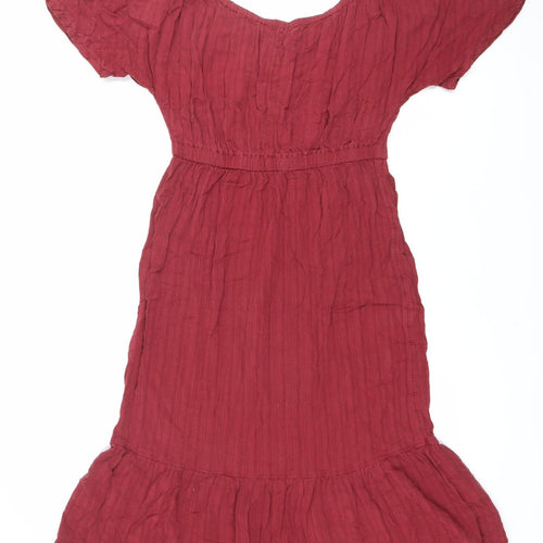 Next Women’s Red A-Line Short Sleeve Scoop Neck Dress Size 8