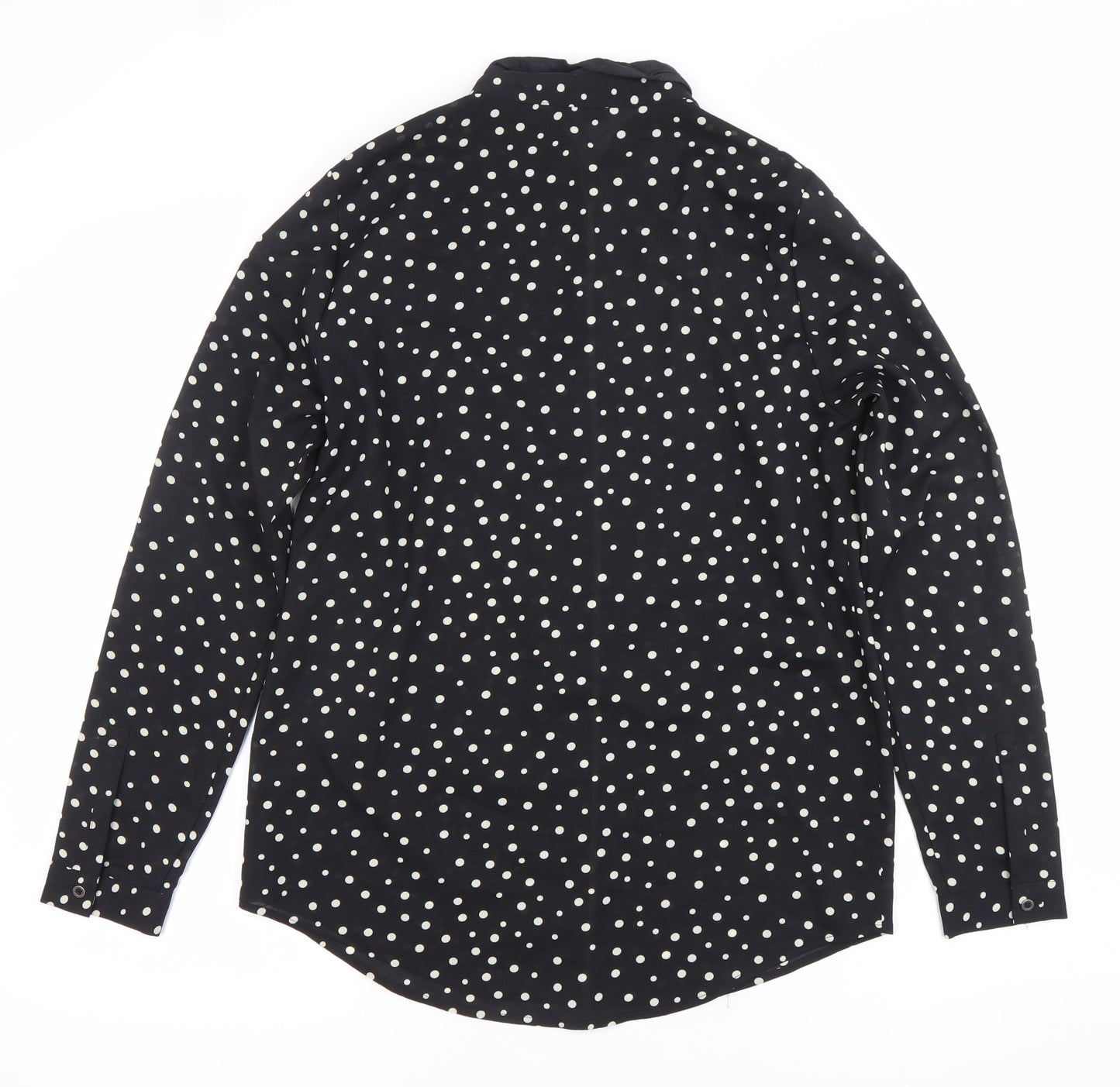 Marks and Spencer Women's Black Polka Dot Button-Up Shirt Size 10