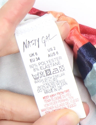 Nasty Gal Women’s Multicoloured Striped Wide-Leg Trousers UK 6