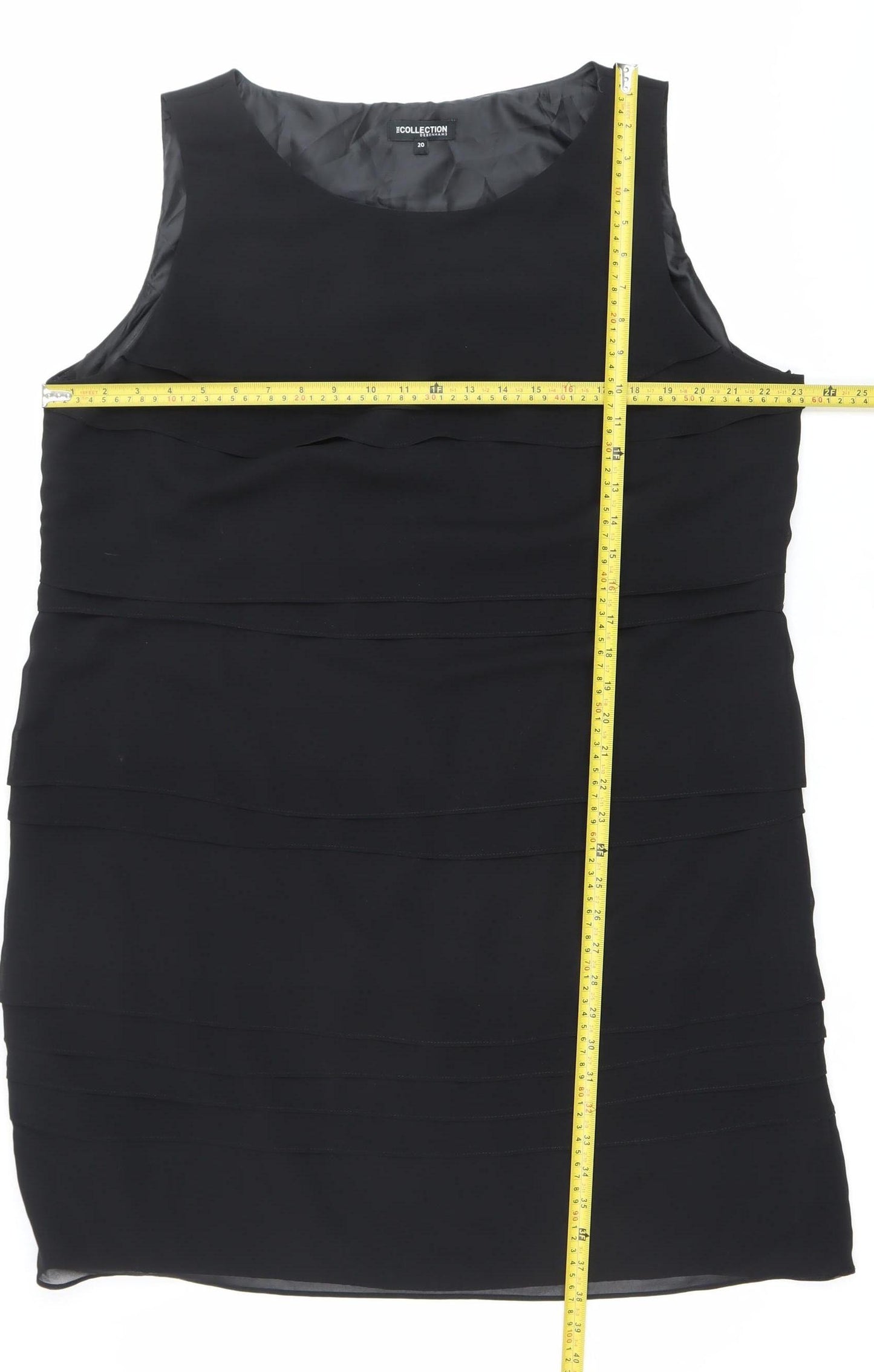Debenhams Womens Black Size 20 Sleeveless Sheath Dress Classic Knee Length