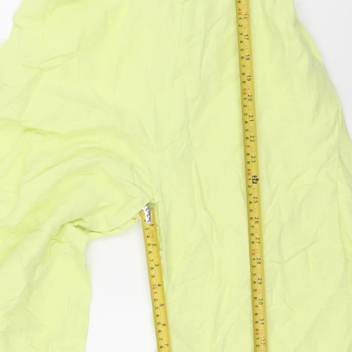 Zara Women’s Yellow Viscose Linen Strappy Wide Leg Jumpsuit Size S