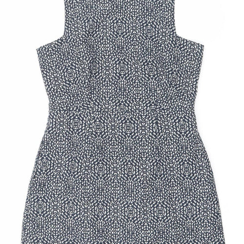 H&M Women’s Blue Geometric Bodycon Sleeveless Dress Size 10