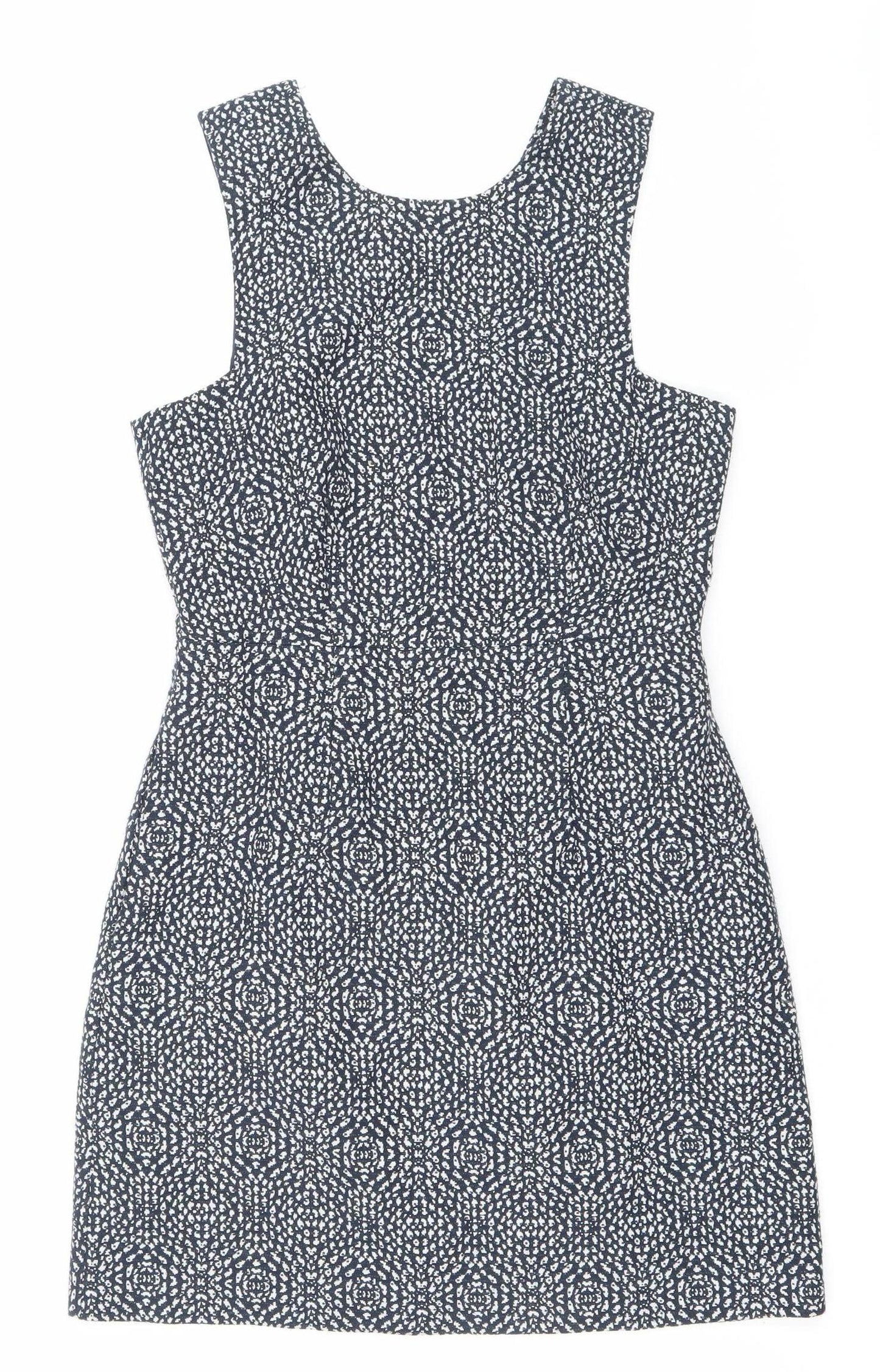 H&M Women’s Blue Geometric Bodycon Sleeveless Dress Size 10