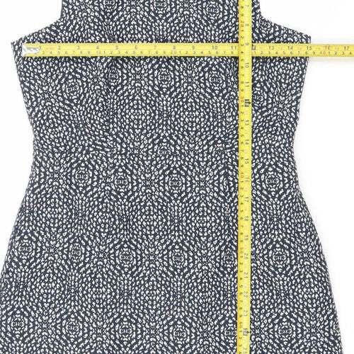 H&M Women’s Blue Geometric Bodycon Sleeveless Dress Size 10