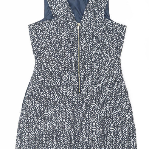 H&M Women’s Blue Geometric Bodycon Sleeveless Dress Size 10