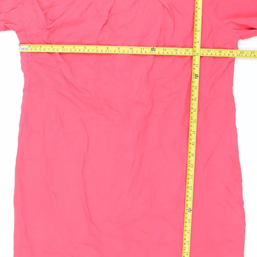 Monsoon Women's Pink Beaded Neck Short Sleeve Shift Dress Size 14