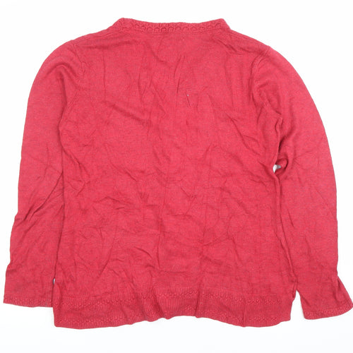 Mistral Womens Red Cardigan Size 12 V-Neck Knit Pockets