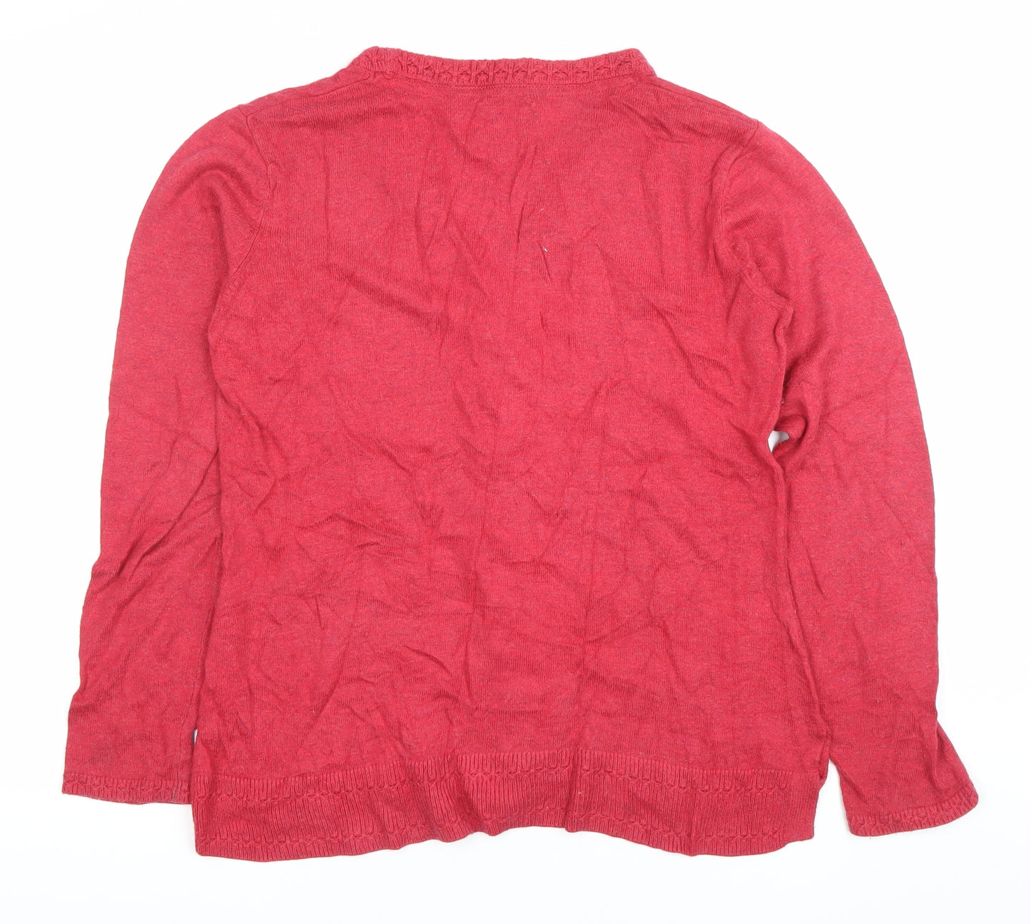 Mistral Womens Red Cardigan Size 12 V-Neck Knit Pockets