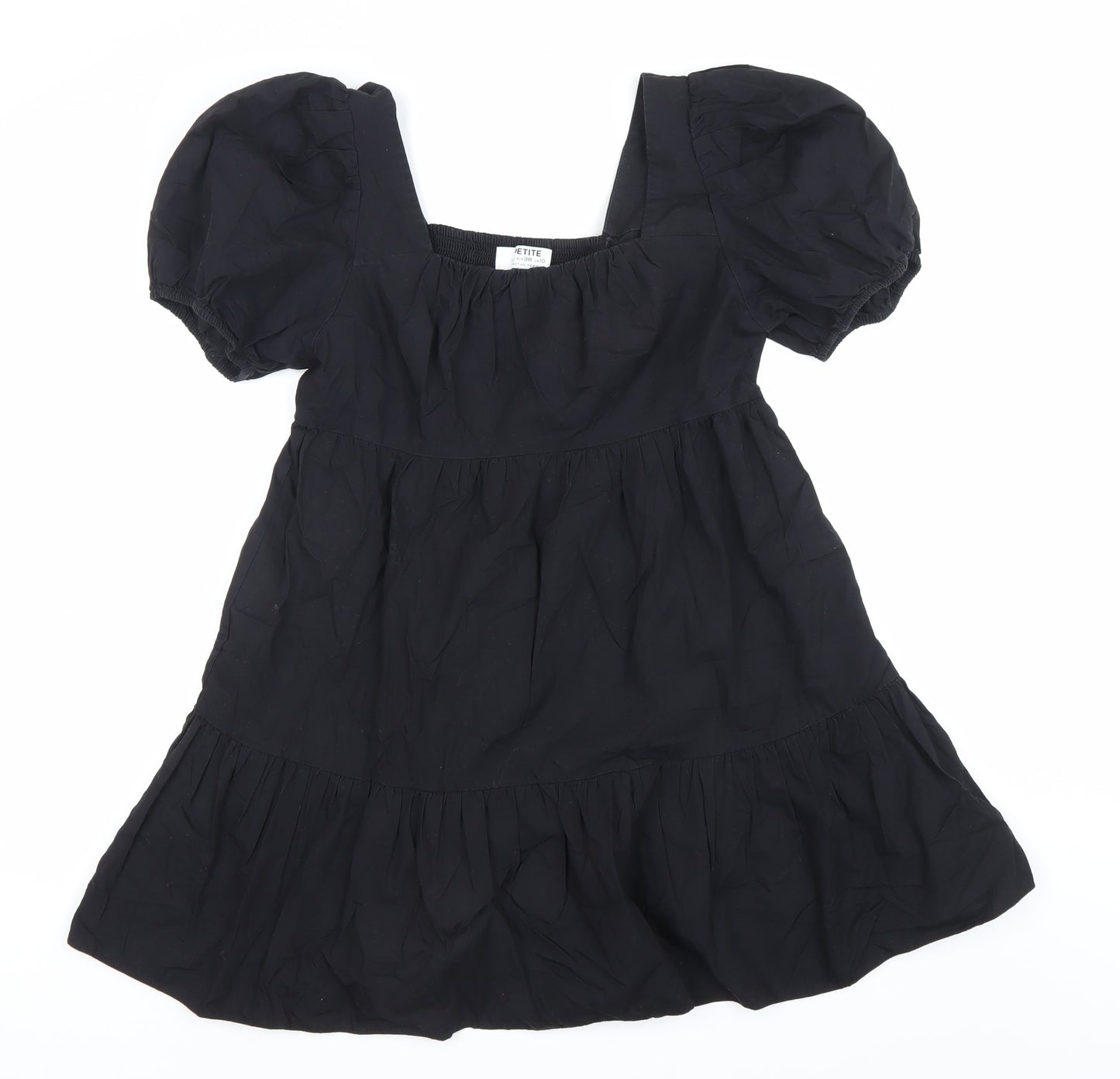 Dorothy Perkins Petite Women Black Size 10 Skater Dress Puff Sleeve