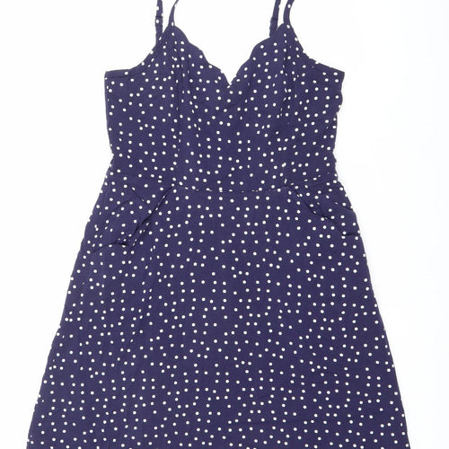Market Spruce Women Blue Polka Dot Slip Dress Size M V-Neck
