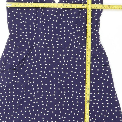 Market Spruce Women Blue Polka Dot Slip Dress Size M V-Neck
