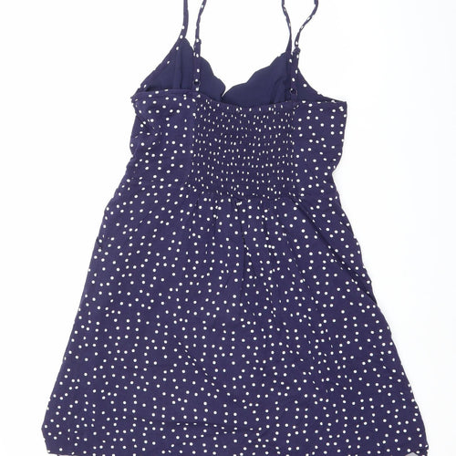 Market Spruce Women Blue Polka Dot Slip Dress Size M V-Neck