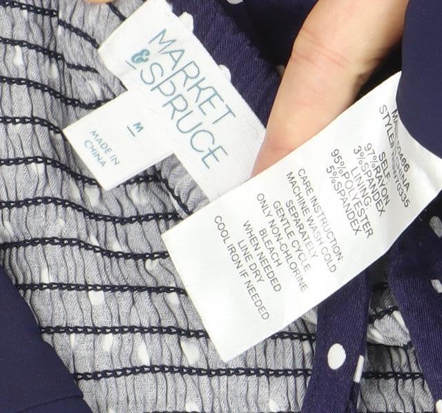 Market Spruce Women Blue Polka Dot Slip Dress Size M V-Neck