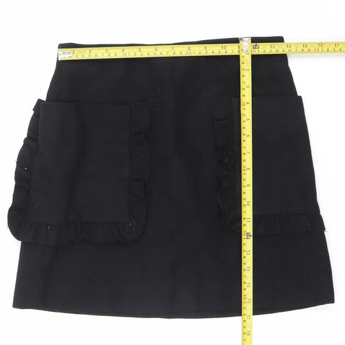 COS Women Black Wool Blend Ruffle Pocket Mini Skirt Size 12