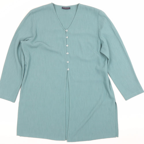 Your 6th Sense Women’s Green Tunic Blouse Size 16 Button-Up V-Neck