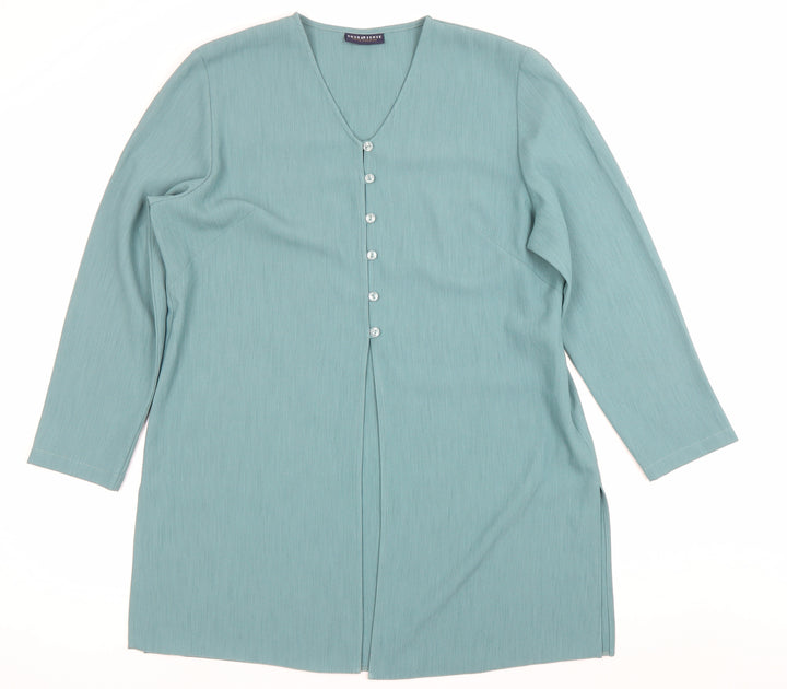 Your 6th Sense Women’s Green Tunic Blouse Size 16 Button-Up V-Neck