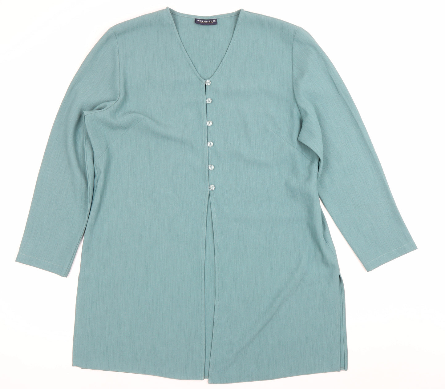 Your 6th Sense Women’s Green Tunic Blouse Size 16 Button-Up V-Neck