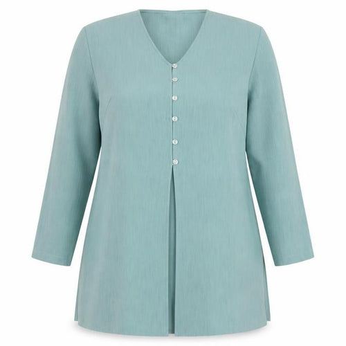 Your 6th Sense Women’s Green Tunic Blouse Size 16 Button-Up V-Neck