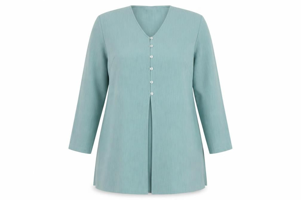 Your 6th Sense Women’s Green Tunic Blouse Size 16 Button-Up V-Neck