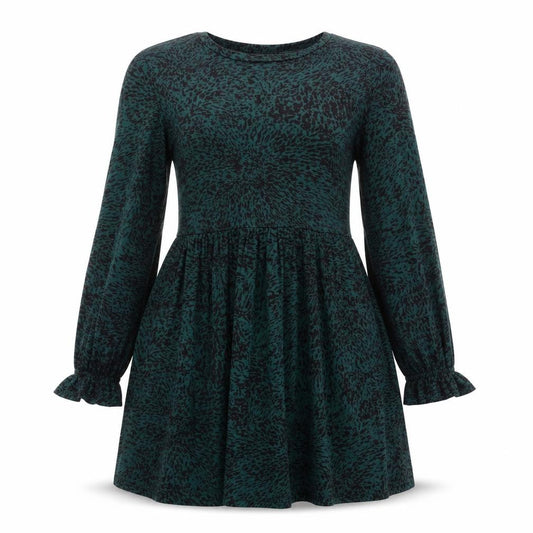 Front view of New Look Women’s Green Animal Print Skater Dress, size UK 12