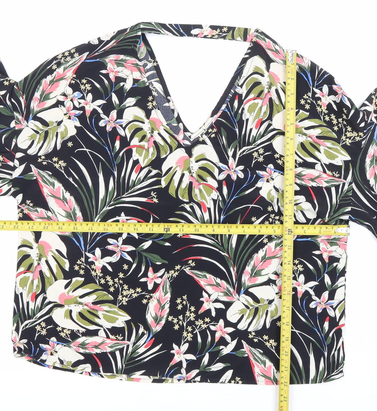 Blue Vanilla Womens Multicoloured Floral Wrap Ruffle Blouse Size 10