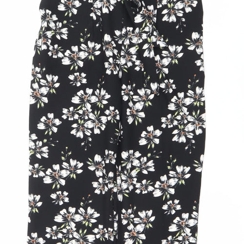 Miss Selfridge Womens Black Floral Sleeveless Jumpsuit Size 8