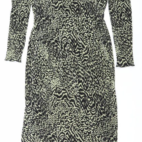 ASOS Women’s Green Black Leopard Print One Shoulder Bodycon Mini Dress UK 10