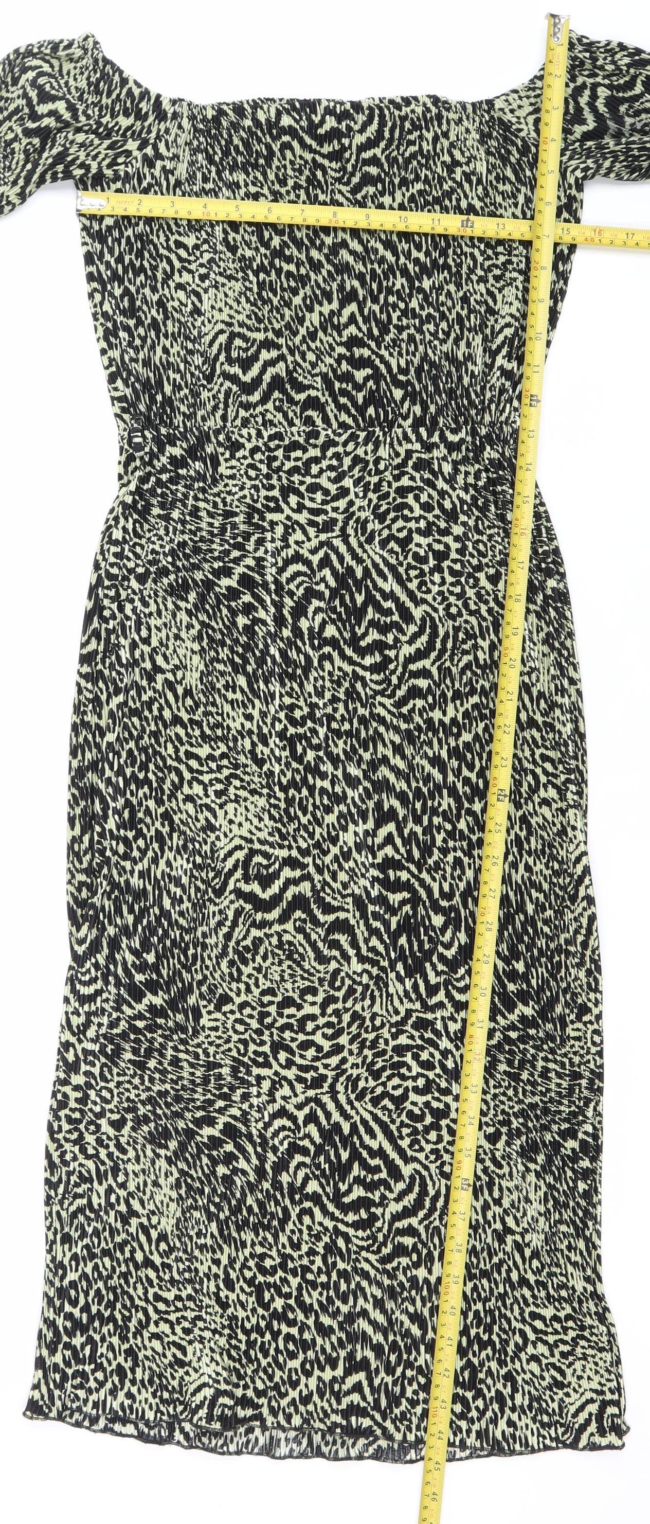 ASOS Women’s Green Black Leopard Print One Shoulder Bodycon Mini Dress UK 10