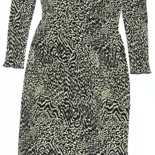 ASOS Women’s Green Black Leopard Print One Shoulder Bodycon Mini Dress UK 10