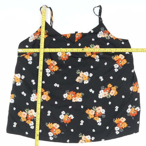 Capsule Womens Black Floral V-Neck Camisole Top Size 18