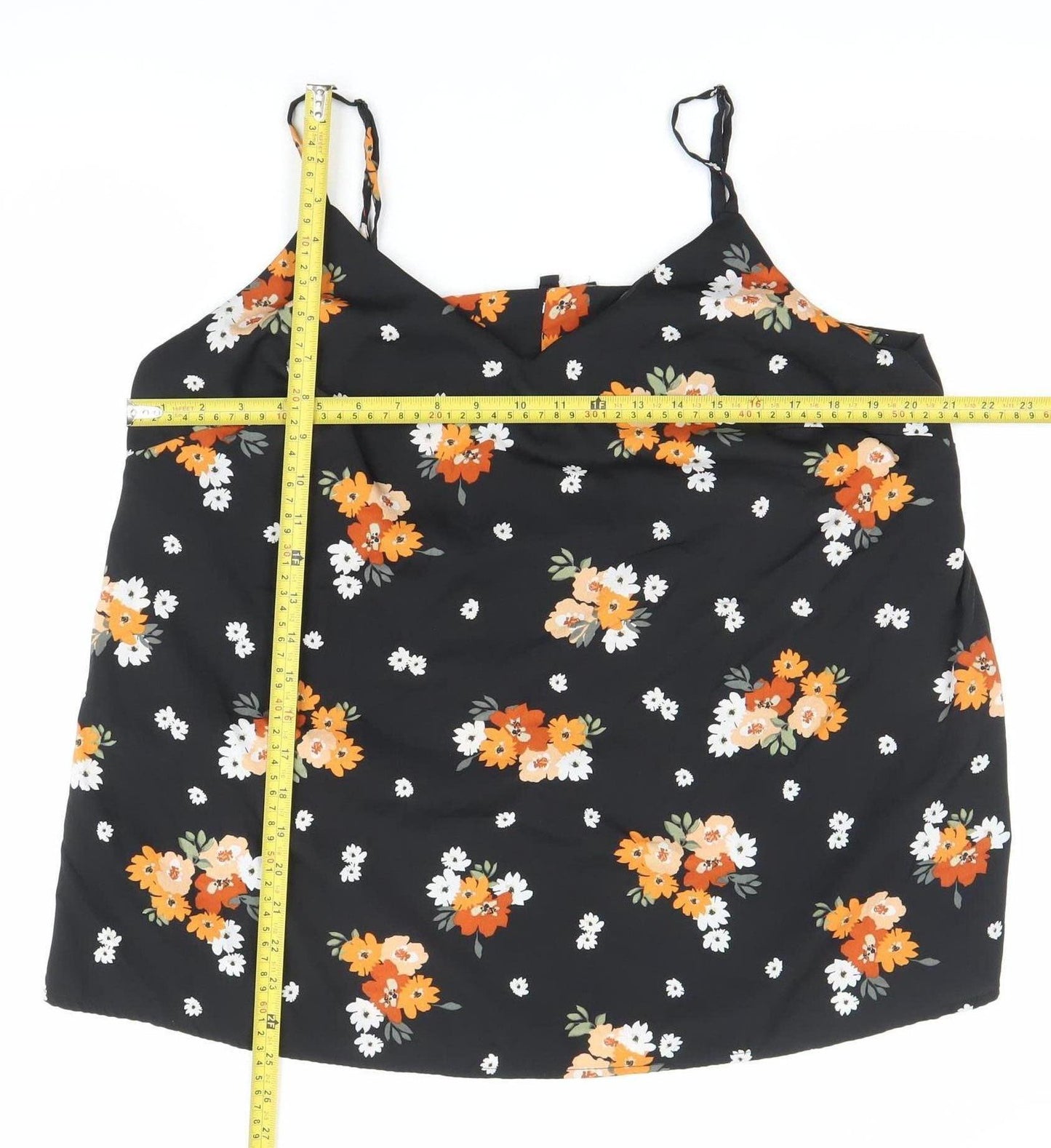 Capsule Womens Black Floral V-Neck Camisole Top Size 18