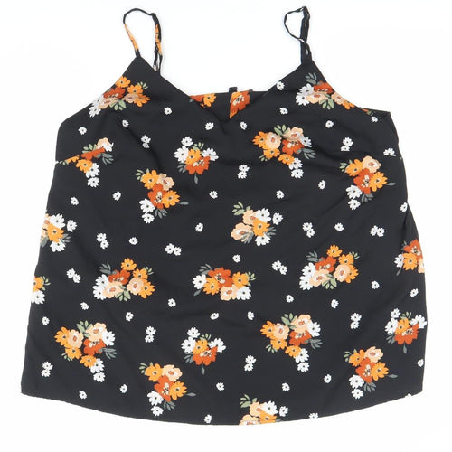 Capsule Womens Black Floral V-Neck Camisole Top Size 18
