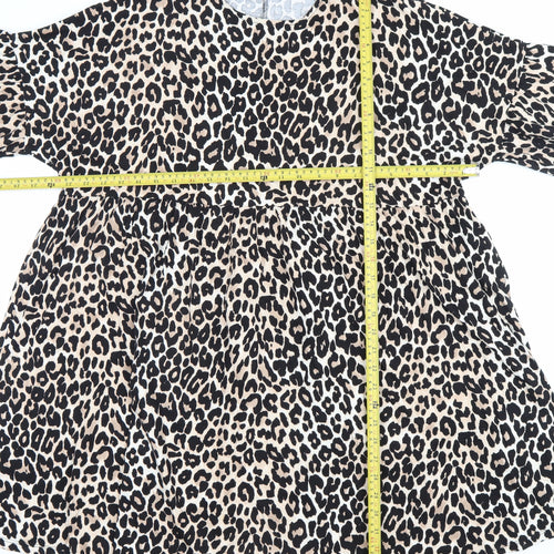 ASOS Women’s Beige Leopard Print Smock Dress Size 10 Cotton