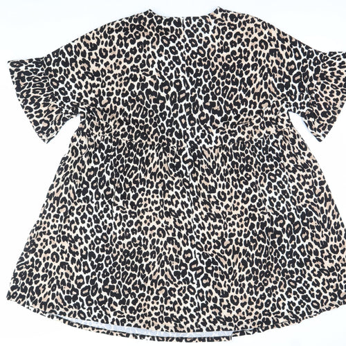 ASOS Women’s Beige Leopard Print Smock Dress Size 10 Cotton