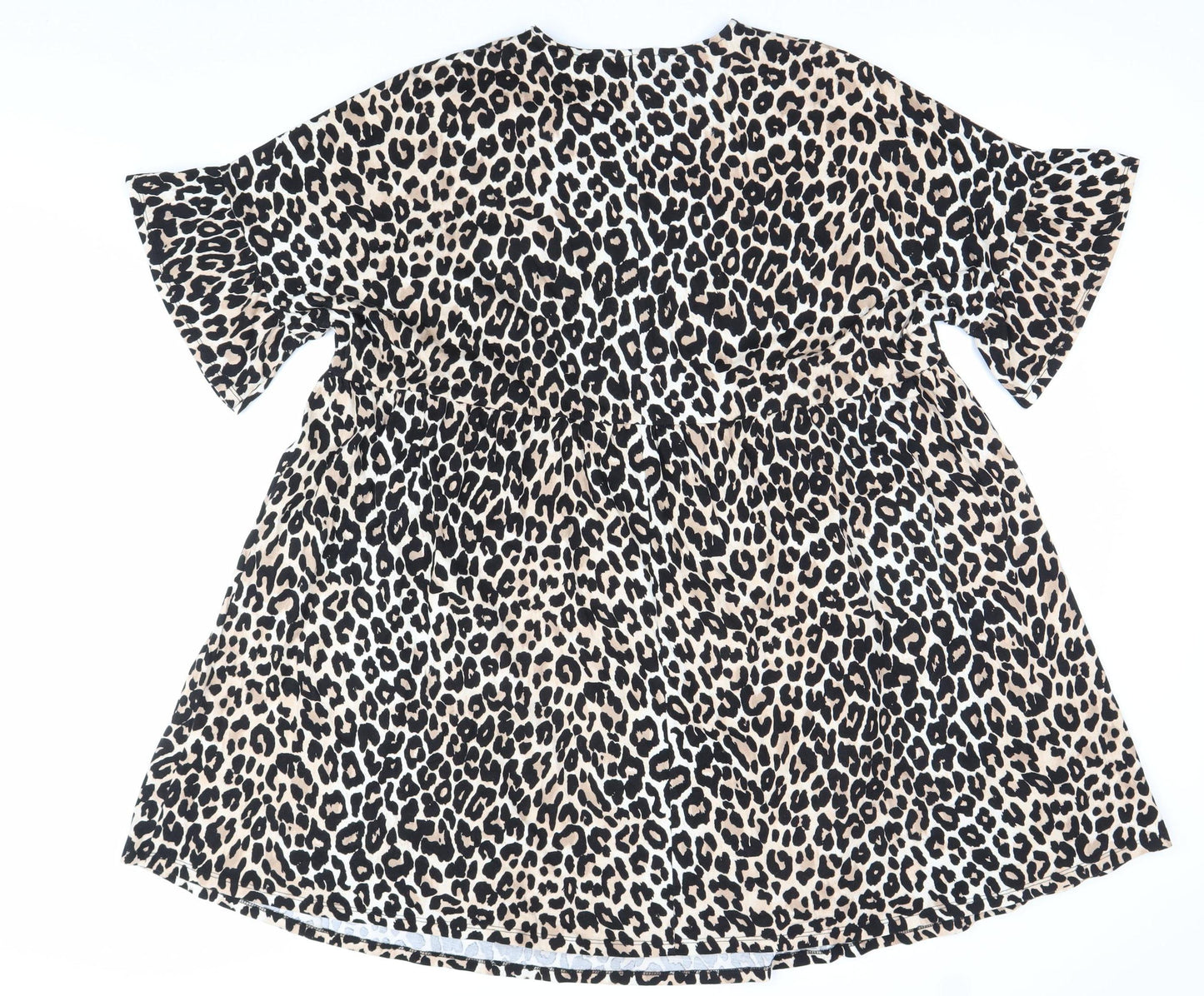 ASOS Women’s Beige Leopard Print Smock Dress Size 10 Cotton