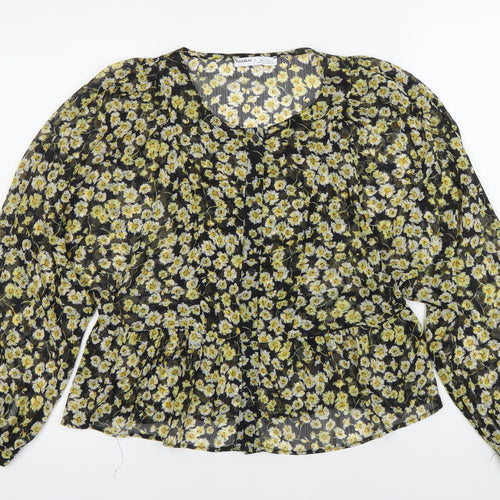 Pull&Bear Women’s Multicoloured Floral Tunic Blouse Size 12