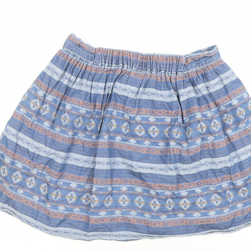 Vero Moda Women’s Blue Brown Tribal Cotton A-Line Skirt S