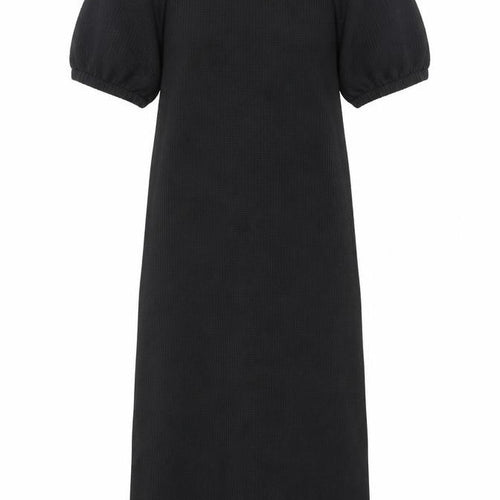 H&M Women Black XS Shift Puff Sleeve Tie Neck Knee Length Dress