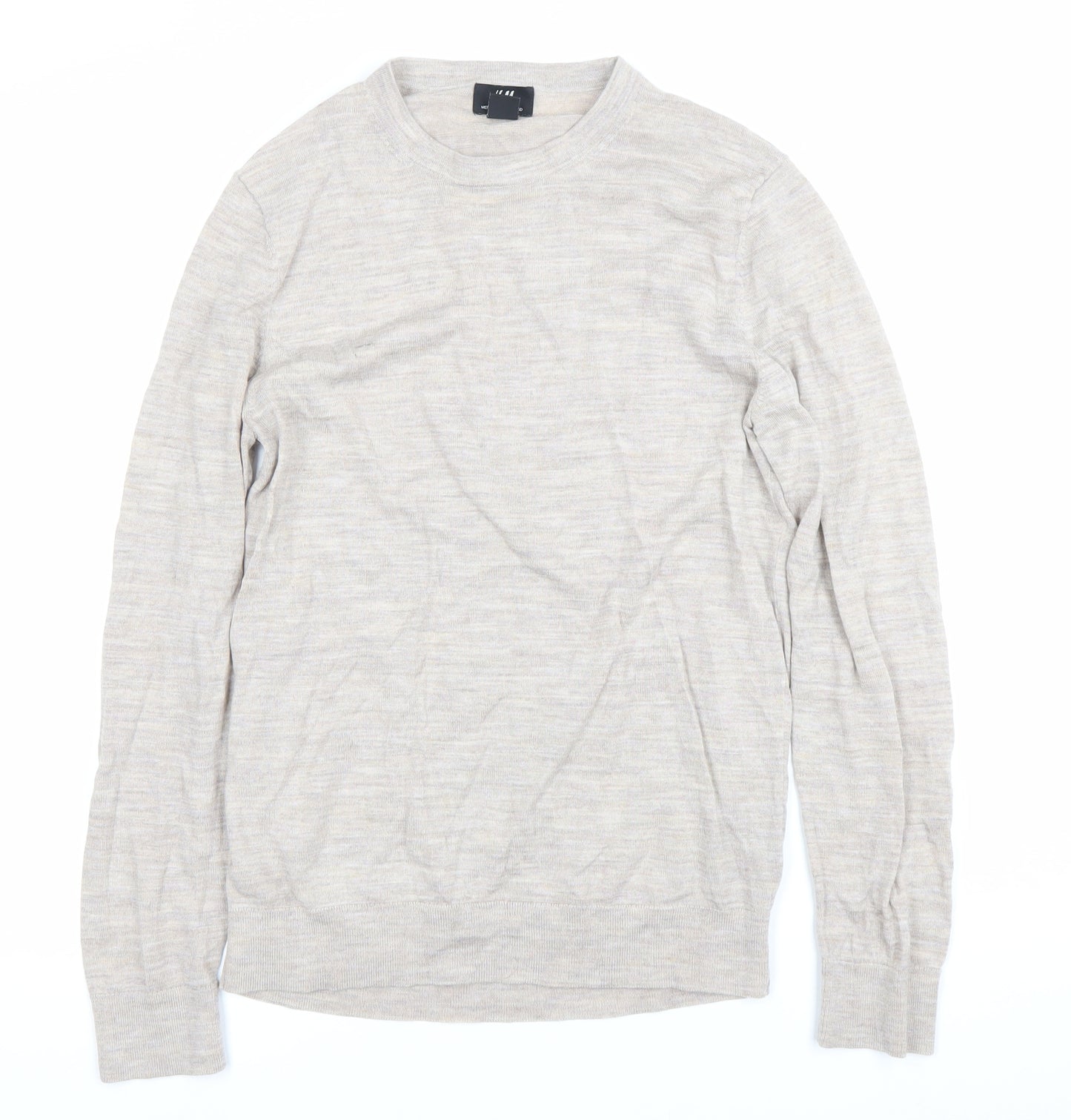H&M Men’s Beige Wool Blend Crew Neck Jumper Size S