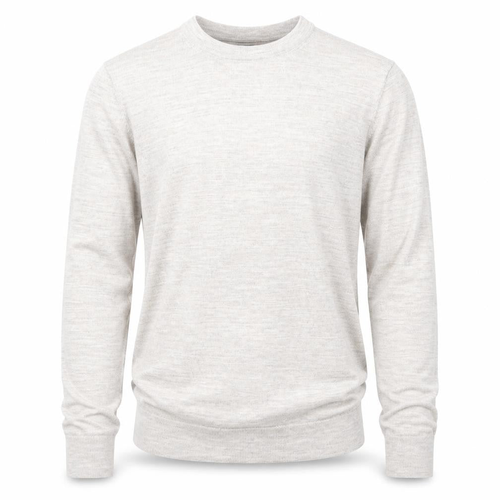 Front view of H&M Men’s Beige Wool Blend Crew Neck Jumper, size S